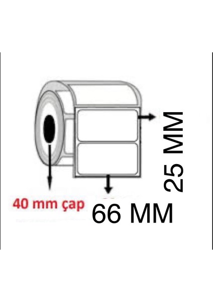 Boş Yapışkanlı Kuşe Barkod Etiketi 66MM x 25MM
