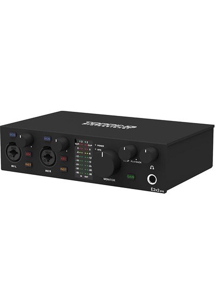 Professional E2X2 Otg | Black Yüksek Kalite Usb-C Ses Kartı: 2-Giriş/2-Çıkış 24BIT/192KHZ, 8...600OHM Arası Kulaklıklara Kadar Kullanılabilir. (Pc/mac/ios/android)
