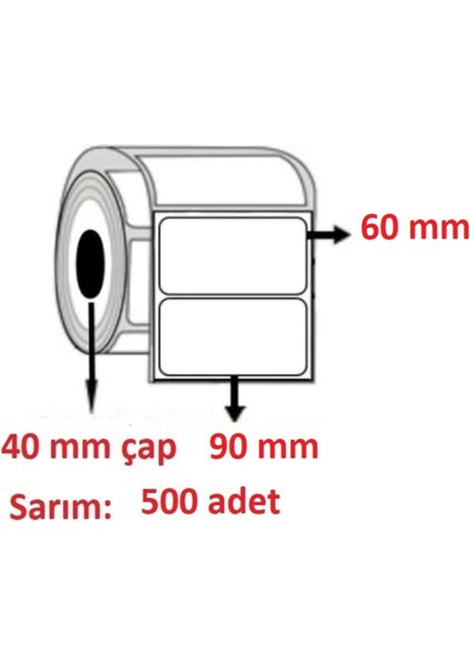 Boş Yapışkanlı Kuşe Barkod Etiketi 90MM x 60MM
