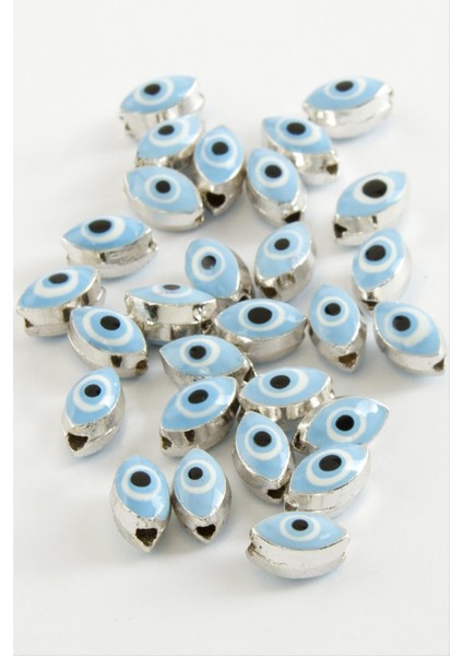 shop Oval Nazar Mineli Bileklik ve Kolye Ucu Aparatı 1 Adet-Mavi