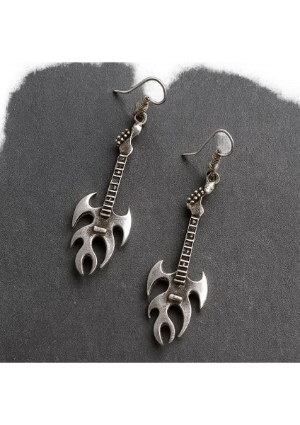 Alevli Gitar Şekilli Kadın Küpe Çift Adet Gümüş Kaplama El Yapımı Küpe fiyatları