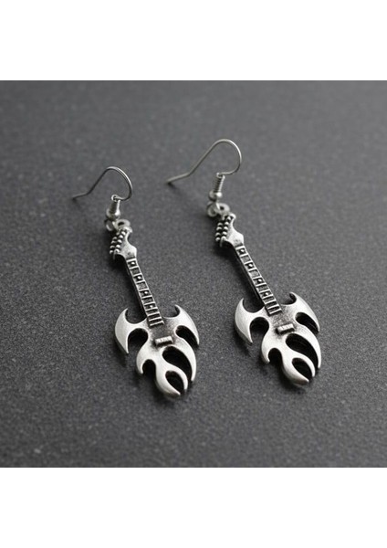 Alevli Gitar Şekilli Kadın Küpe Çift Adet Gümüş Kaplama El Yapımı Küpe modelleri