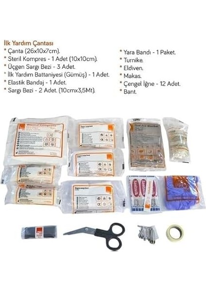Ilk Yardım Çantası Belgeli Kumaş Çantalı Yönetmeliğe Uygun fiyatları