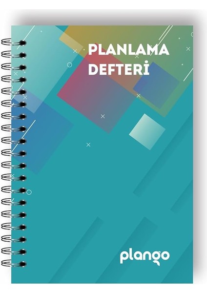 Turkuaz Kareler Günlük Planlayıcı Defter, 17X24 Cm, 100 Sayfa, Spiralli