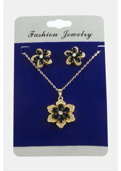 shop Papatya Zirkon Taşlı Set Kolye-Renkli