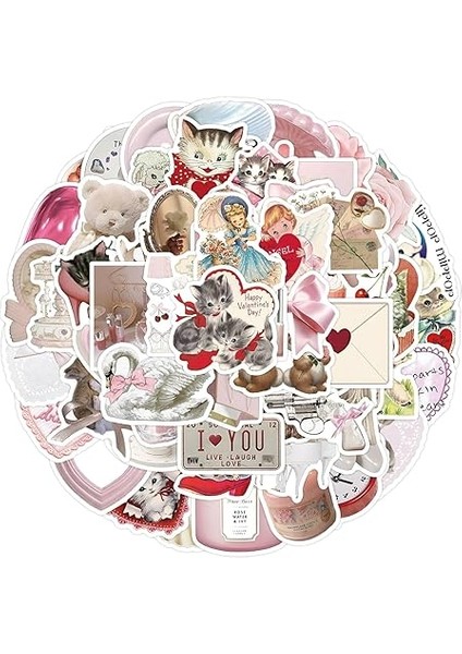 Master Vintage Pembe Estetik Kolaj Çıkartma Seti, 60 Parça, Sevgililer Günü Temalı, Dizüstü Bilgisayar Için Su Geçirmez Sticker indirimleri
