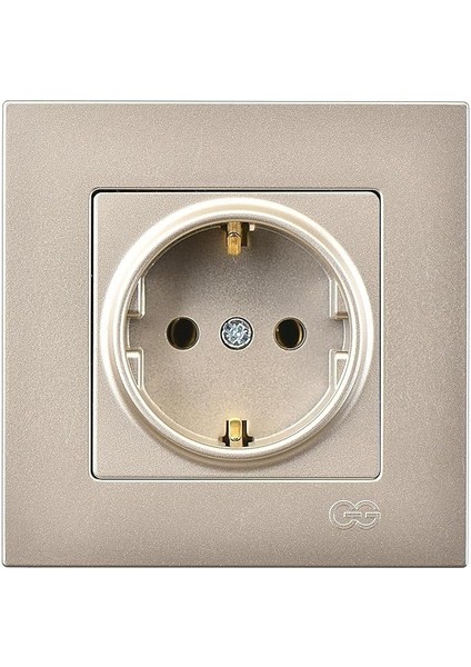Eqona Metalik Bej Topraklı Priz