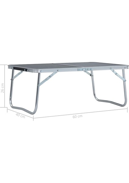 Ev &amp; Bahçe - Katlanır Kamp Masası Gri Alüminyum 60X40 cm Ebat fiyatları