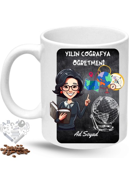 Coğrafya Öğretmeni Kadın Öğretmenler Günü Hediyesi Isimli Baskılı Porselen Kupa Bardak fiyatları