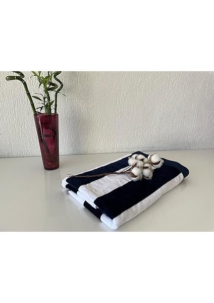 Plaj Büyük Havlu, Havuz ve Plaj, Cabana Çizgili Tek Taraflı Havlu ve Tek Taraflı Kadife 81 cm x 177 cm Mavi Beyaz (1) modelleri