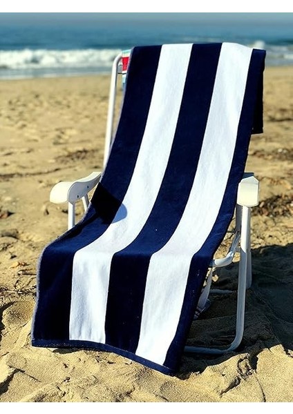 Plaj Büyük Havlu, Havuz ve Plaj, Cabana Çizgili Tek Taraflı Havlu ve Tek Taraflı Kadife 81 cm x 177 cm Mavi Beyaz (1) indirimleri