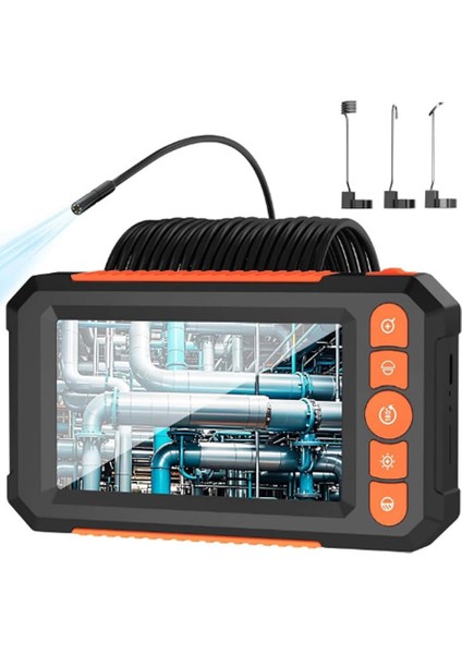 Çift Kameralı 10 mt Sert Kablo Yılan Endoskop Kamera 8 mm 4.3 Inc