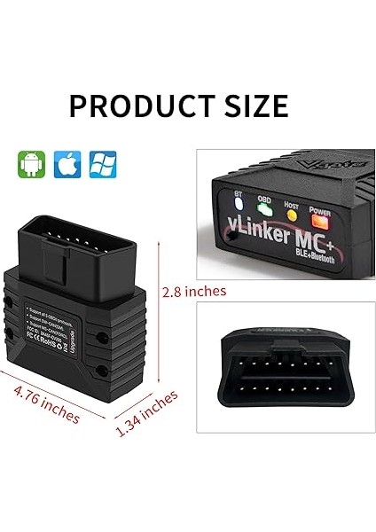Vlinker Mc+(Bt3.0/ble4.0) ELM327 Için Tarama Bluetooth Obd2 Araç Teşhis Ms Can Oto Aracı Android &amp; Ios ve Pencere fiyatları