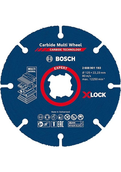 Professional 1x Expert Carbide Multi Wheel X-Lock Kesici Diskler (Sert Ahşap, Çivili Ahşap, Plastik, Alçıpan Panel, Ø 125 Mm, Aksesuar Küçük Avuç Taşlama Makinesi)