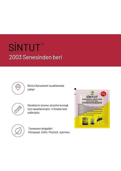 Adet 25 gr Sintut Karasinek Tuzağı Için Çekici Yem | 1200 Gr. modelleri