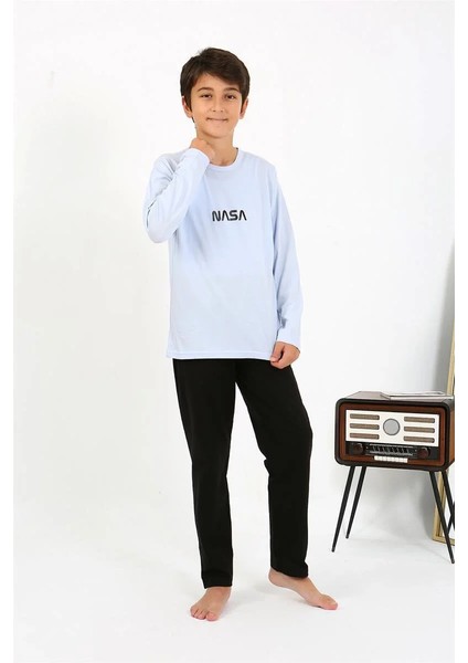 Moda Erkek Çocuk Uzun Kol Penye Pijama Takım Buzmavisi fiyatları