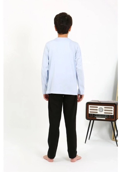 Moda Erkek Çocuk Uzun Kol Penye Pijama Takım Buzmavisi fırsatları