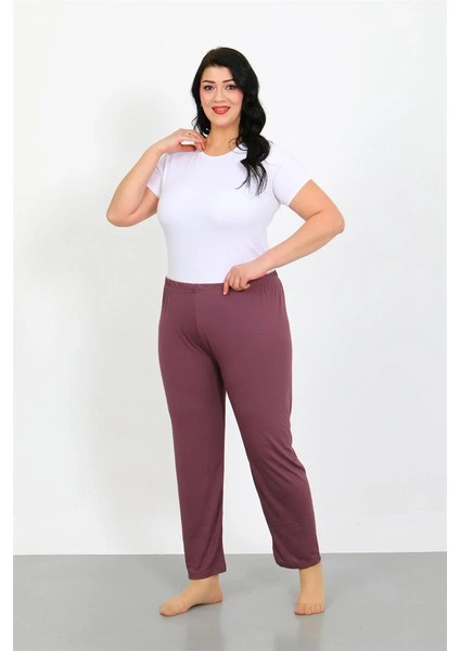 Moda Kadın Büyük Beden Mürdüm Tek Alt Pijama fiyatları