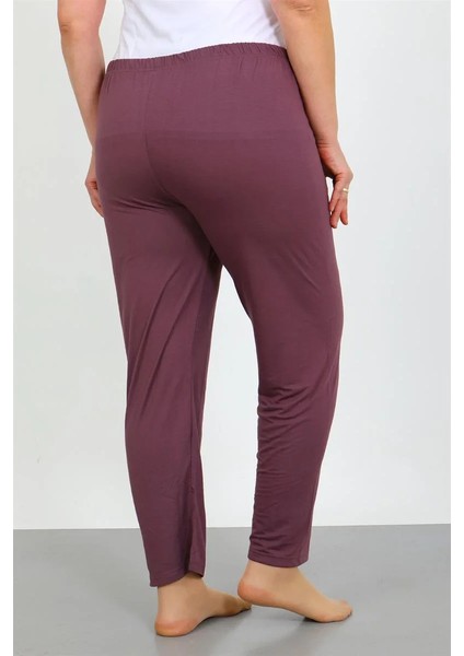 Moda Kadın Büyük Beden Mürdüm Tek Alt Pijama fırsatları