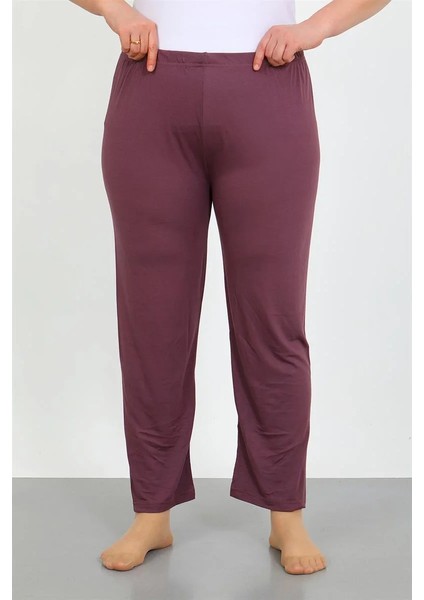 Moda Kadın Büyük Beden Mürdüm Tek Alt Pijama indirimleri