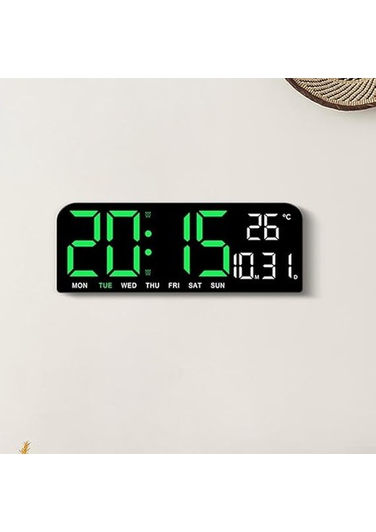 Dijital Çalar Saat, Büyük Ekranlı Başucu Saati, Tarih, Saat, Sıcaklık Göstergeli Aynalı Elektrikli Saatleri 24X9 cm (Yeşil) fırsatları