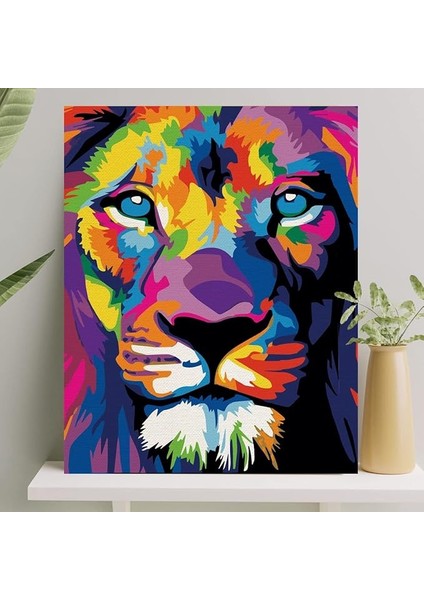Hobi Sanat Sayılarla Boyama Tuval Seti Fırça Boya Dahil (Çıtalı) 40X50 cm - Aslan