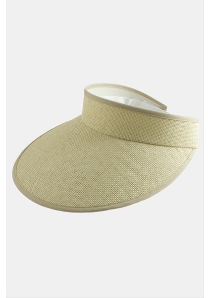 shop Kasketli Hasır Tennis Şapkası-Krem