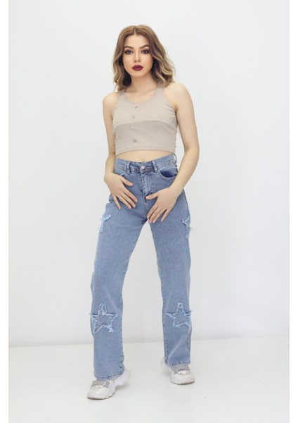 Kadın 4 Yıldız Detaylı Kot Pantolon fiyatları