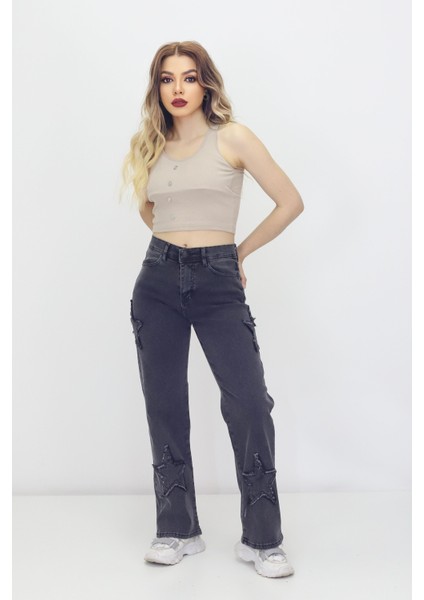 Kadın 4 Yıldız Detaylı Kot Pantolon fiyatları