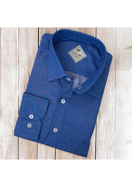 Klasik Geniş Kesim Desenli Uzun Kollu Erkek Gömlek fiyatları