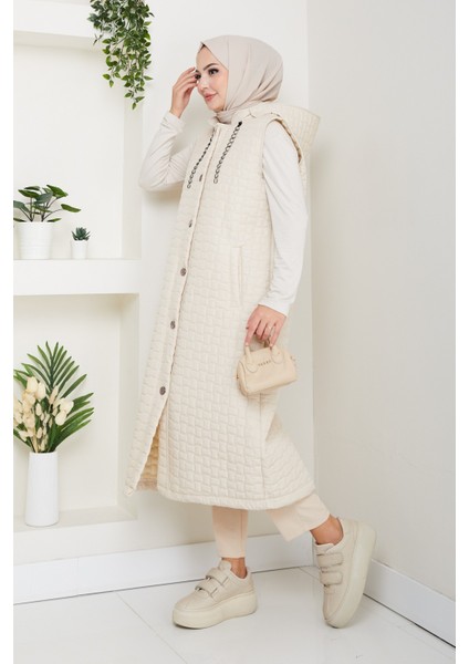 Kadın Büyük Beden Cepli Kapitone Yelek -PMK476 modelleri