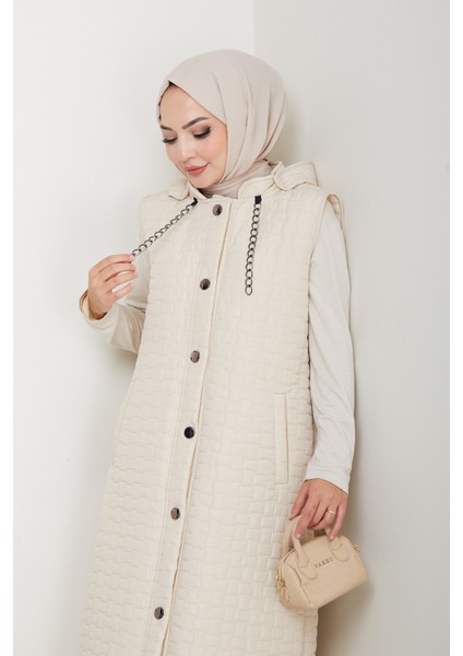 Kadın Büyük Beden Cepli Kapitone Yelek -PMK476 fırsatları