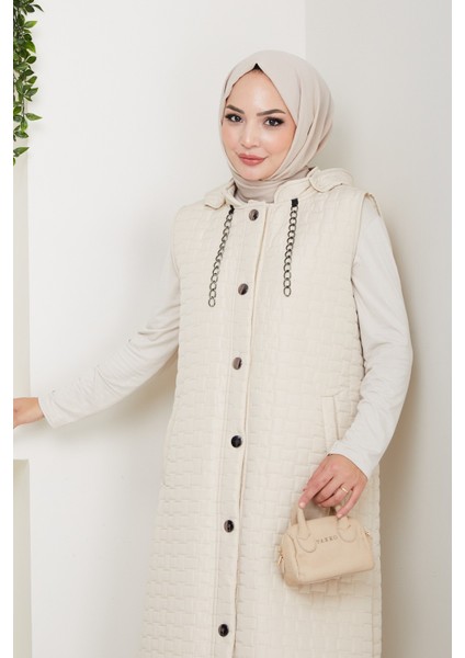 Kadın Büyük Beden Cepli Kapitone Yelek -PMK476 indirimleri