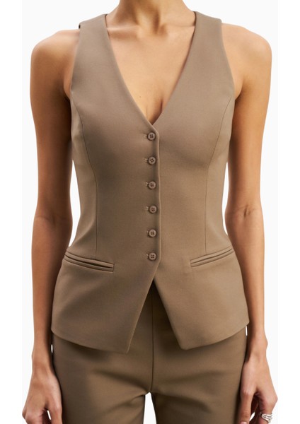 Tailored V-Neck Hourglass Waistcoat V Yaka Kadın Yelek