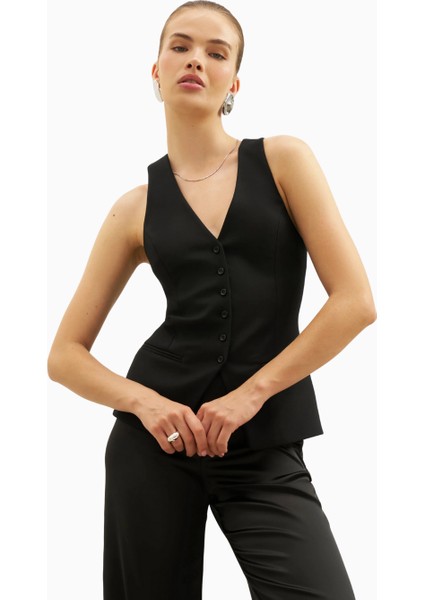 Tailored V-Neck Hourglass Waistcoat V Yaka Kadın Yelek