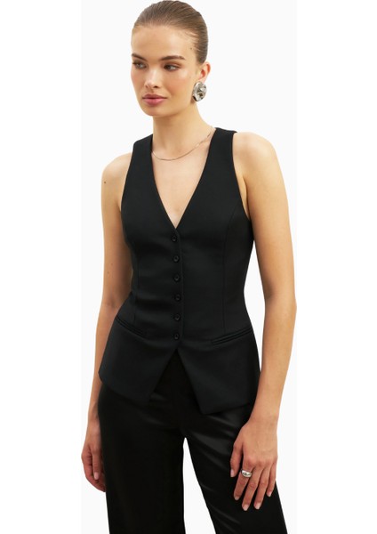 Tailored V-Neck Hourglass Waistcoat V Yaka Kadın Yelek