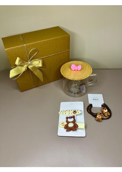 Fiyonk Figürlü Kupa-Bardak ve Ayıcıklı Toka Seti-Kutulu Hediye Seti-Arkadaş-Kızçocuk Hediye Gift fırsatları