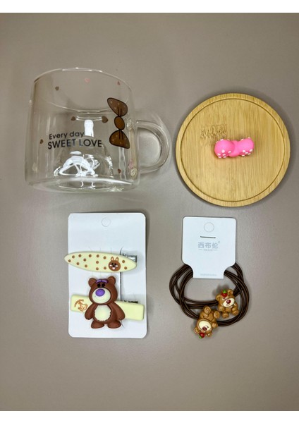 Fiyonk Figürlü Kupa-Bardak ve Ayıcıklı Toka Seti-Kutulu Hediye Seti-Arkadaş-Kızçocuk Hediye Gift indirimleri