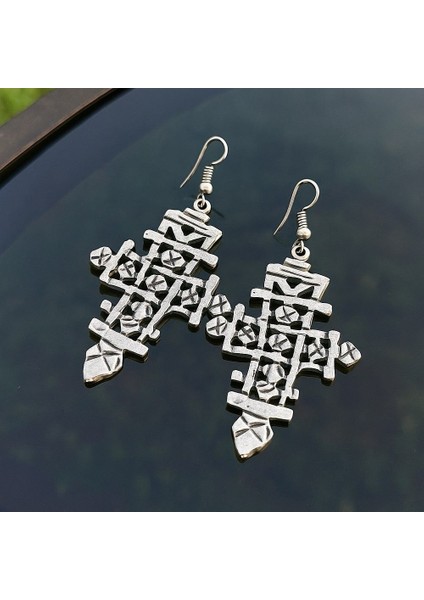 Haç Şekilli Kadın Küpe Çift Adet Gümüş Kaplama El Yapımı Küpe fiyatları