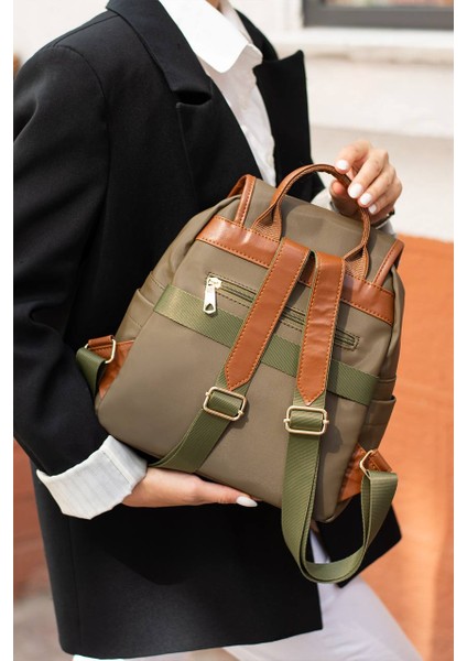 Asel Çanta,toka Detaylı, günlük,haki Saten Deri Bayan Sırt Çantası fiyatları