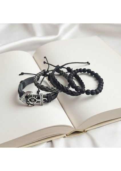 4 Adet Deri Bileklik Denizci Çapa Figürlü Hakiki Deri Bileklik Erkek Bileklik modelleri