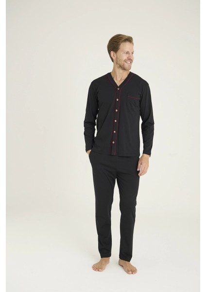 Kocabey 9267 Erkek V.yaka Boydan Düğmeli Pijama Takım