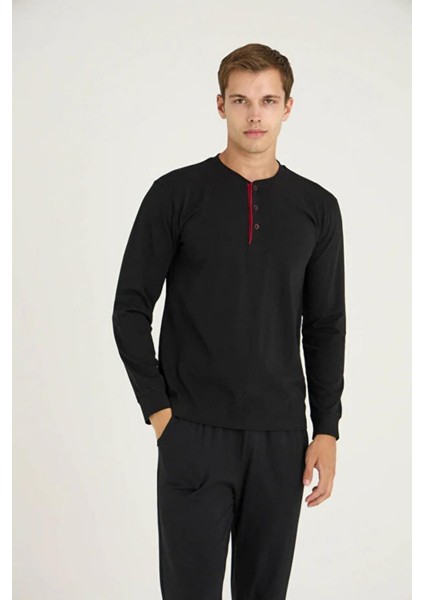 Erkek Büyük Beden %100 Pamuklu Düğmeli Manşetli Uzun Kol Pijama Takım modelleri