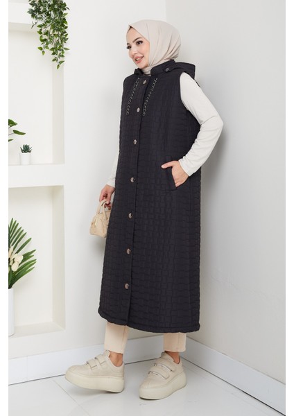 Kadın Büyük Beden Cepli Kapitone Yelek -PMK476