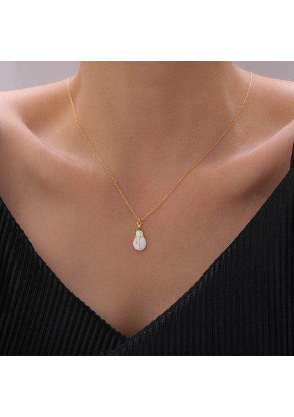 925 Ayar Gümüş Beyaz Mineli Kardan Adam Kolye fiyatları