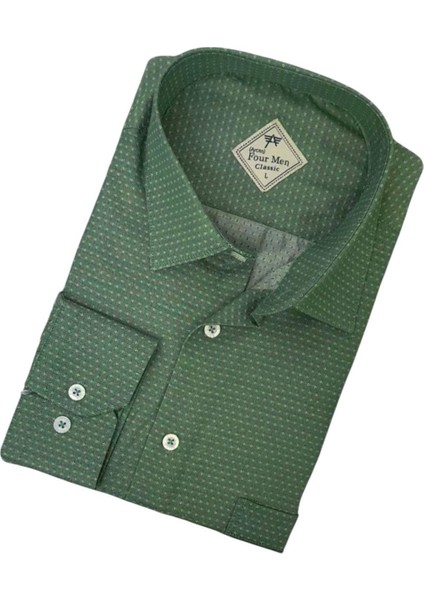 Klasik Geniş Kesim Desenli Uzun Kollu Erkek Gömlek