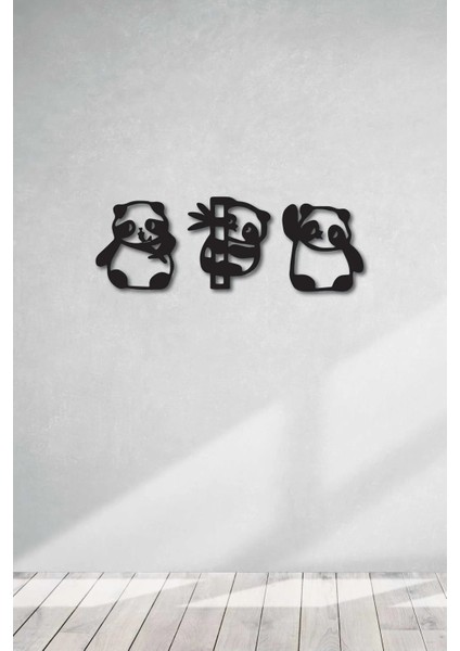 (3'lü) Panda Lazer Kesim Dekoratif Ahşap Tablo Dekoru Süsü fiyatları