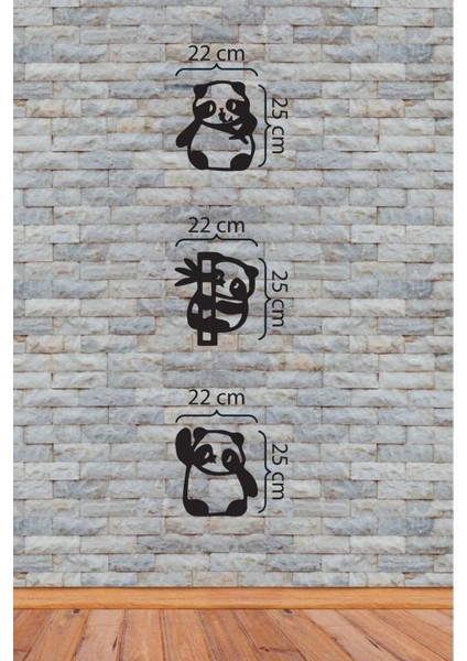 (3'lü) Panda Lazer Kesim Dekoratif Ahşap Tablo Dekoru Süsü modelleri
