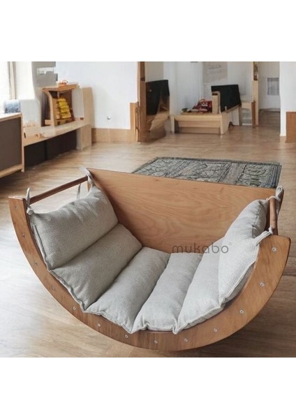 Luto 7in1 Minderli Ahşap Pikler Halkası Tırmanma Merdiveni Denge Tahtası