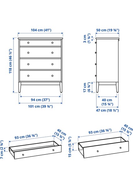 Idanas 4 Çekmeceli Şifonyer Venge 104 x 118 Cm fiyatları